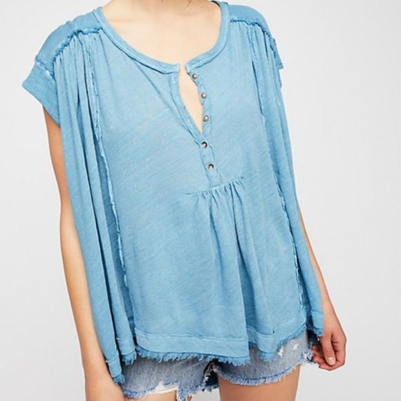 Free People Tops - Free People Aster Henley Boho High Low Top Size XS